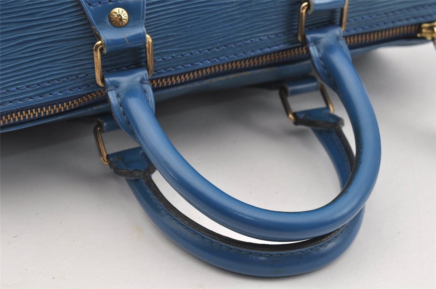 Authentic Louis Vuitton Epi Speedy 25 Hand Boston Bag Blue M43015 LV 4267I