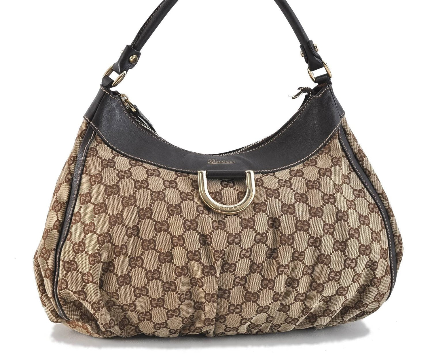 Authentic GUCCI Abbey Shoulder Hand Bag GG Canvas Leather 189833 Brown 4269D