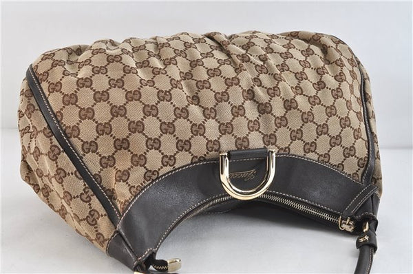 Authentic GUCCI Abbey Shoulder Hand Bag GG Canvas Leather 189833 Brown 4269D