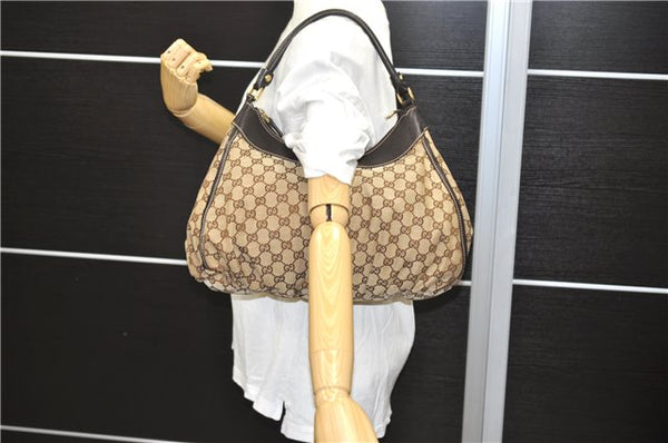 Authentic GUCCI Abbey Shoulder Hand Bag GG Canvas Leather 189833 Brown 4269D