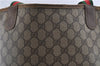 Authentic GUCCI Web Sherry Line Shoulder Tote Bag GG PVC Leather Brown 4271D