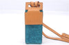 Authentic CELINE C Macadam Blason Shoulder Pouch Suede Leather Light Blue 4272E
