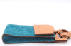 Authentic CELINE C Macadam Blason Shoulder Pouch Suede Leather Light Blue 4272E