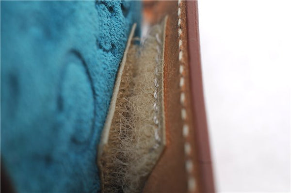 Authentic CELINE C Macadam Blason Shoulder Pouch Suede Leather Light Blue 4272E