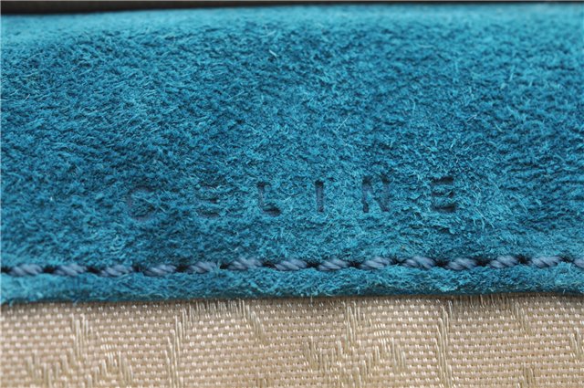 Authentic CELINE C Macadam Blason Shoulder Pouch Suede Leather Light Blue 4272E