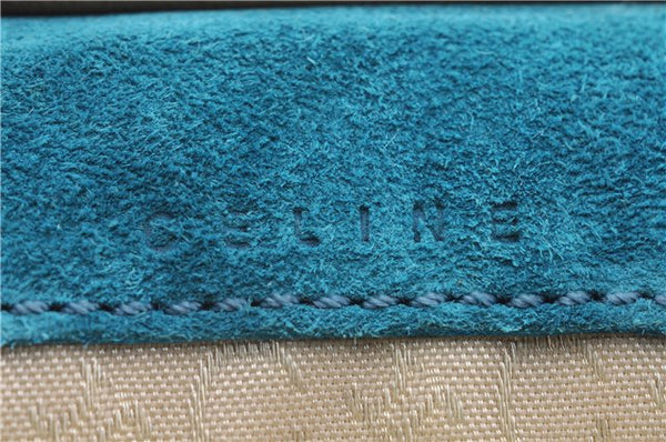 Authentic CELINE C Macadam Blason Shoulder Pouch Suede Leather Light Blue 4272E
