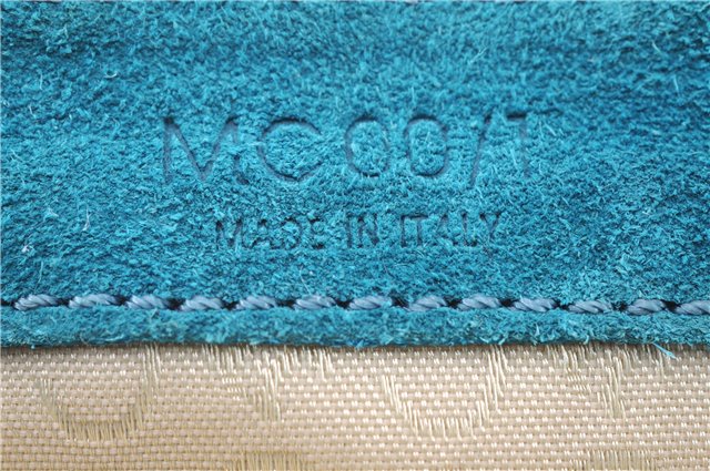 Authentic CELINE C Macadam Blason Shoulder Pouch Suede Leather Light Blue 4272E