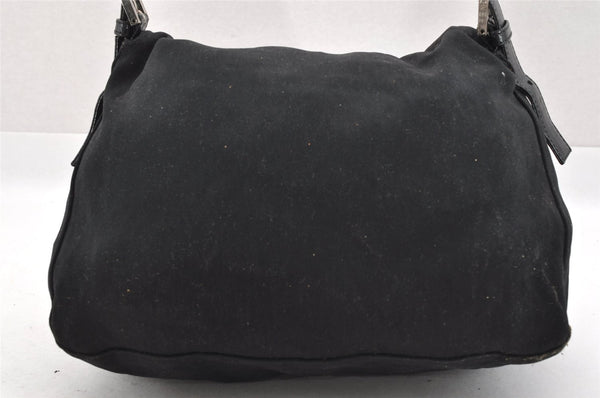 Authentic FENDI Mamma Baguette Shoulder Hand Bag Jersey Leather Black Junk 4272I