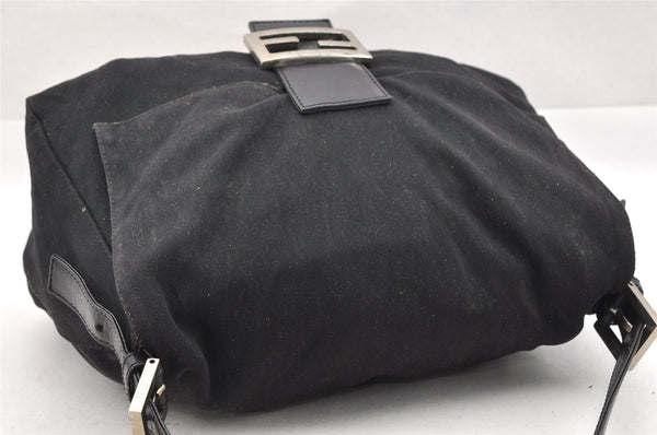 Authentic FENDI Mamma Baguette Shoulder Hand Bag Jersey Leather Black Junk 4272I