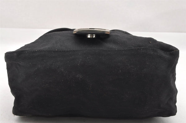 Authentic FENDI Mamma Baguette Shoulder Hand Bag Jersey Leather Black Junk 4272I