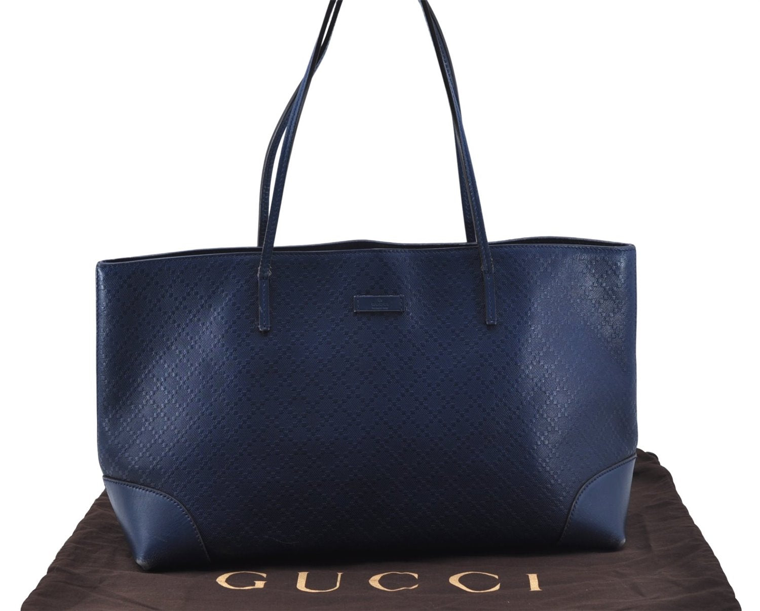 Authentic GUCCI Vintage Diamante Shoulder Tote Bag PVC Leather 353397 Blue 4279E