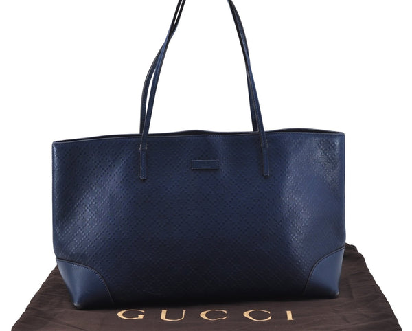 Authentic GUCCI Vintage Diamante Shoulder Tote Bag PVC Leather 353397 Blue 4279E
