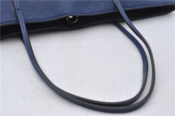 Authentic GUCCI Vintage Diamante Shoulder Tote Bag PVC Leather 353397 Blue 4279E