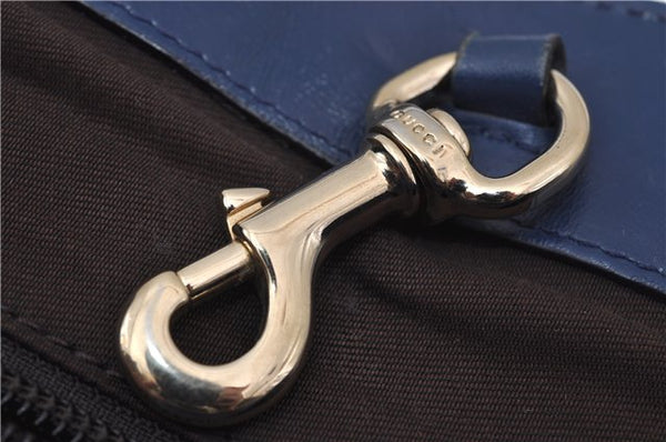 Authentic GUCCI Vintage Diamante Shoulder Tote Bag PVC Leather 353397 Blue 4279E