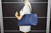 Authentic GUCCI Vintage Diamante Shoulder Tote Bag PVC Leather 353397 Blue 4279E