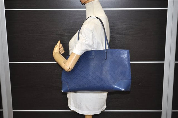 Authentic GUCCI Vintage Diamante Shoulder Tote Bag PVC Leather 353397 Blue 4279E