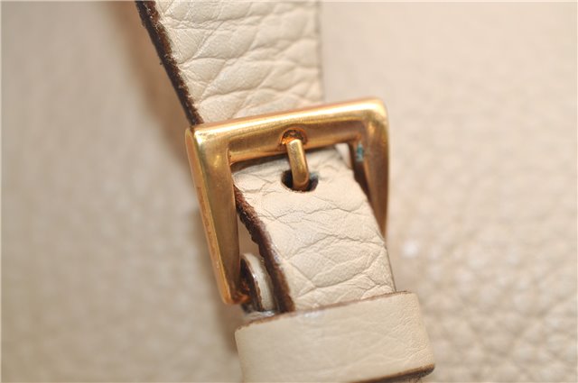 Authentic PRADA Leather Nappa Chain Shoulder Bag Purse Ivory 4280E