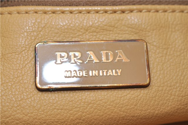 Authentic PRADA Leather Nappa Chain Shoulder Bag Purse Ivory 4280E