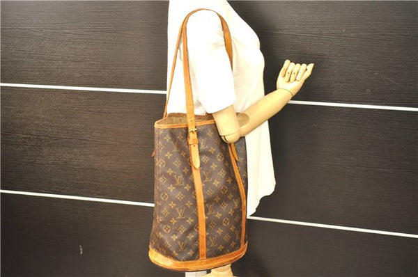 Authentic Louis Vuitton Monogram Bucket GM Shoulder Bag M42236 LV Junk 4282D