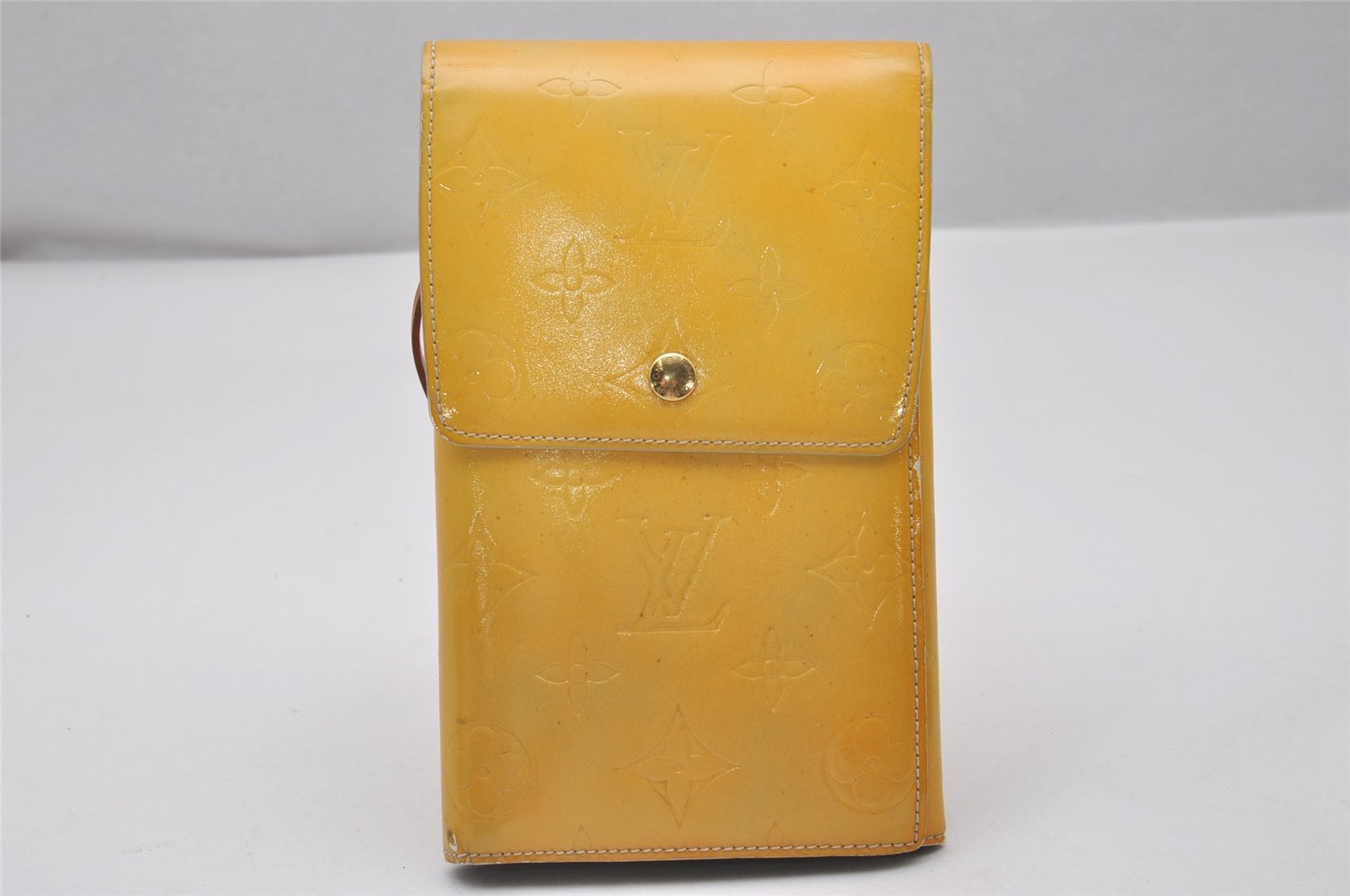 Auth Louis Vuitton Vernis Walker Shoulder Cross Wallet Yellow M91031 LV 4285I