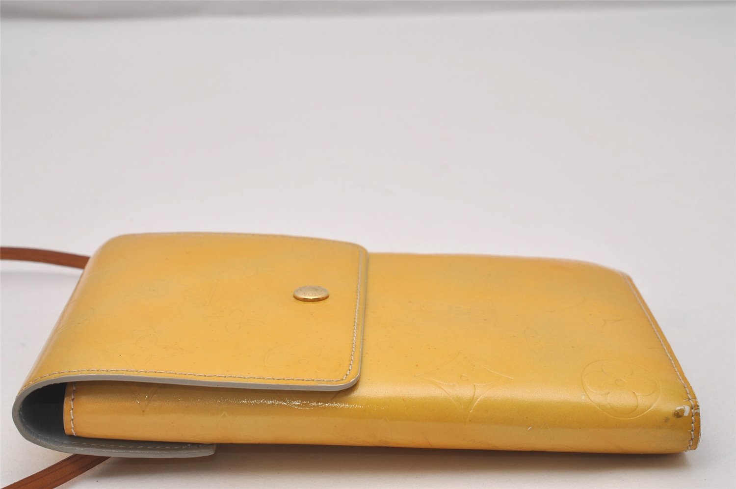 Auth Louis Vuitton Vernis Walker Shoulder Cross Wallet Yellow M91031 LV 4285I