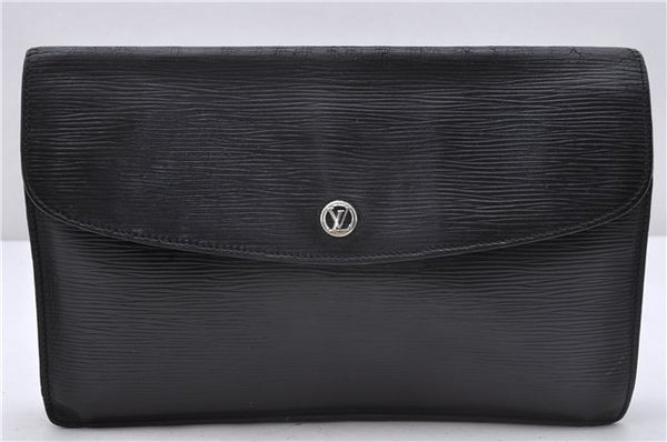 Authentic Louis Vuitton Epi Montaigne 27 Clutch Bag Black M52652 LV 4286D