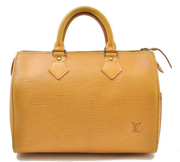 Authentic Louis Vuitton Epi Speedy 25 Hand Bag Yellow M43019 LV 4287D