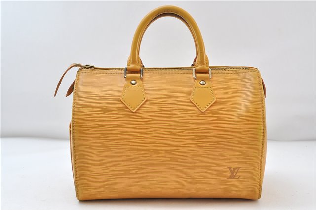 Authentic Louis Vuitton Epi Speedy 25 Hand Bag Yellow M43019 LV 4287D