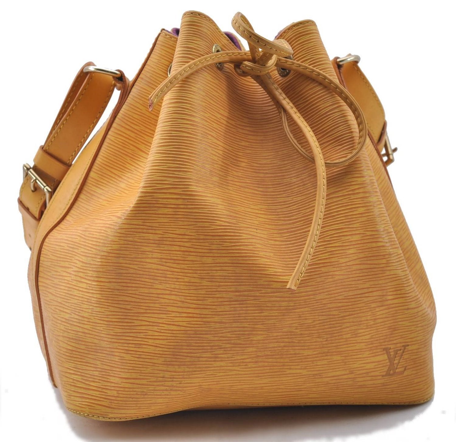 Authentic Louis Vuitton Epi Petit Noe Shoulder Bag Purse Yellow M44109 LV 4289D