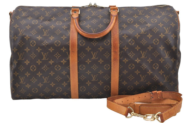 Authentic Louis Vuitton Monogram Keepall Bandouliere 55 M41414 Boston Bag 4290C