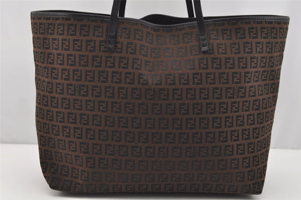 Authentic FENDI Vintage Zucchino Shoulder Tote Bag Canvas Leather Brown 4291I