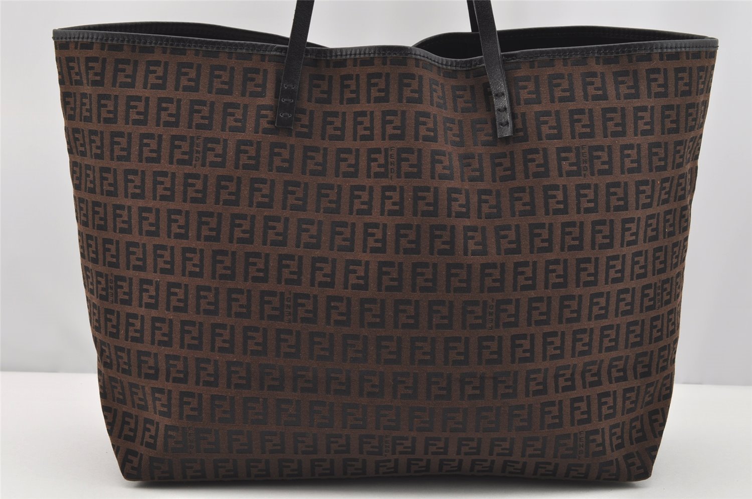 Authentic FENDI Vintage Zucchino Shoulder Tote Bag Canvas Leather Brown 4291I