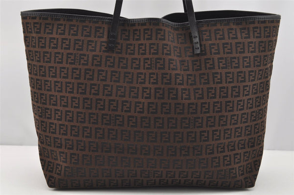 Authentic FENDI Vintage Zucchino Shoulder Tote Bag Canvas Leather Brown 4291I