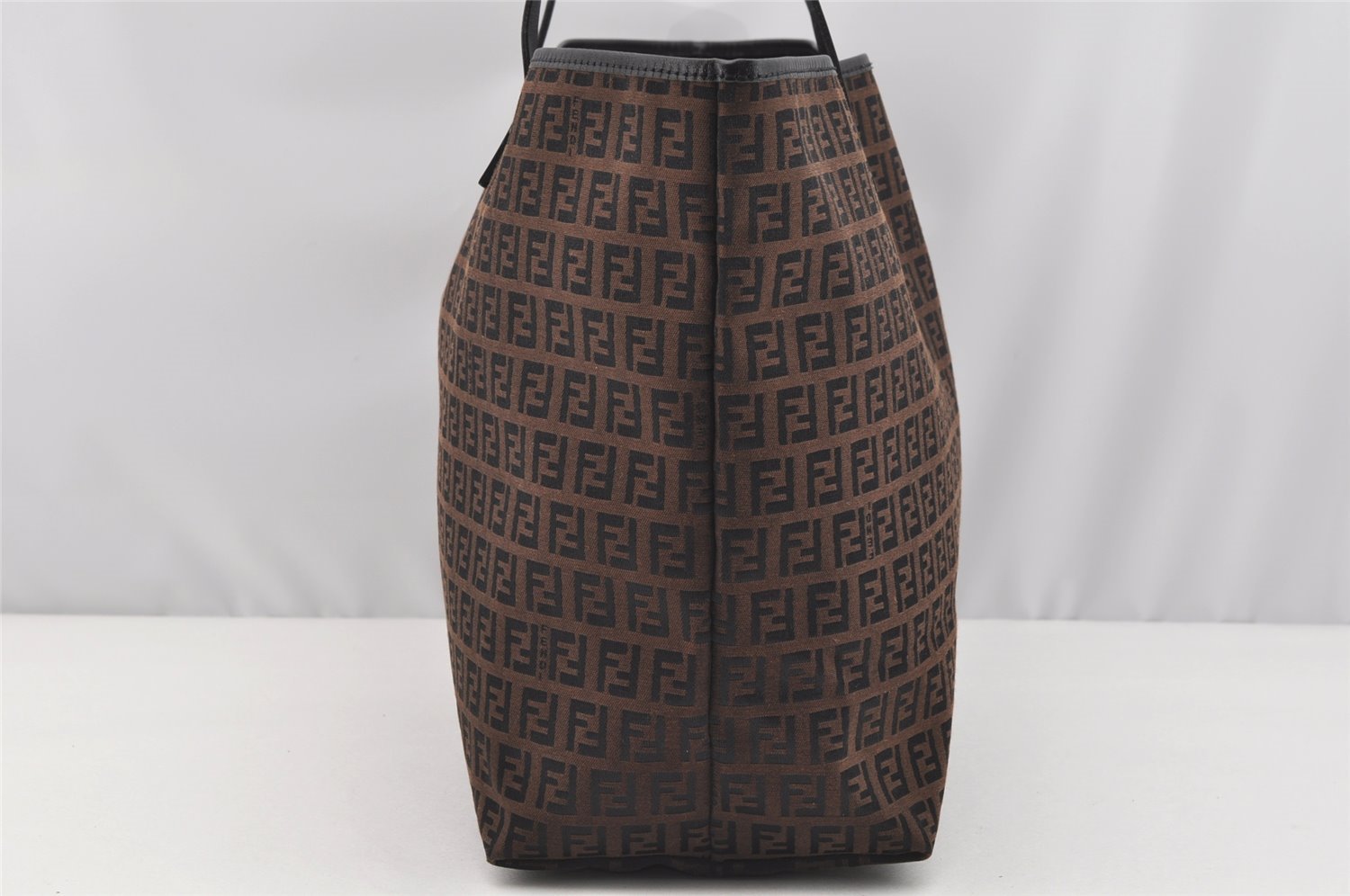 Authentic FENDI Vintage Zucchino Shoulder Tote Bag Canvas Leather Brown 4291I