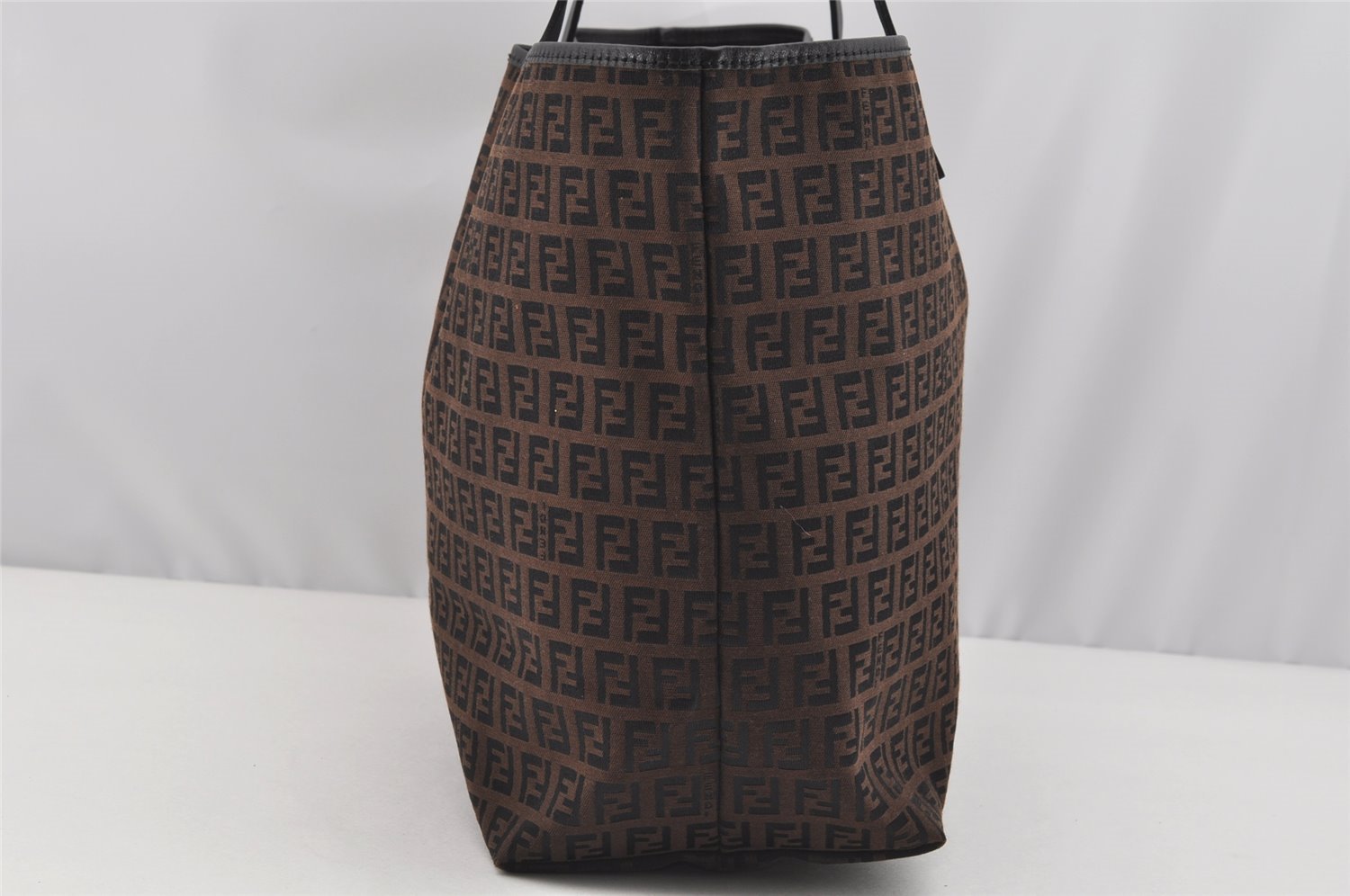 Authentic FENDI Vintage Zucchino Shoulder Tote Bag Canvas Leather Brown 4291I
