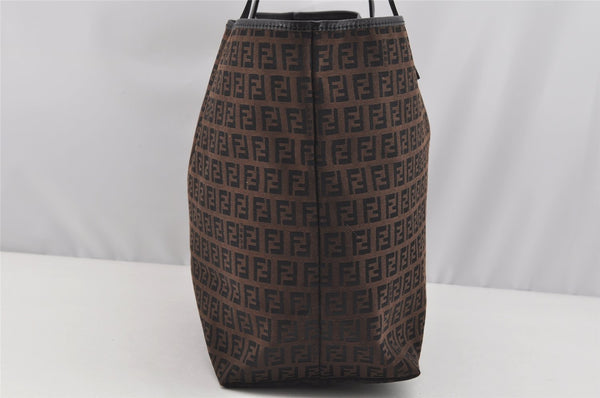 Authentic FENDI Vintage Zucchino Shoulder Tote Bag Canvas Leather Brown 4291I