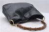 Authentic GUCCI Bamboo 2Way Shoulder Cross Body Bag Leather Black Junk 4295D