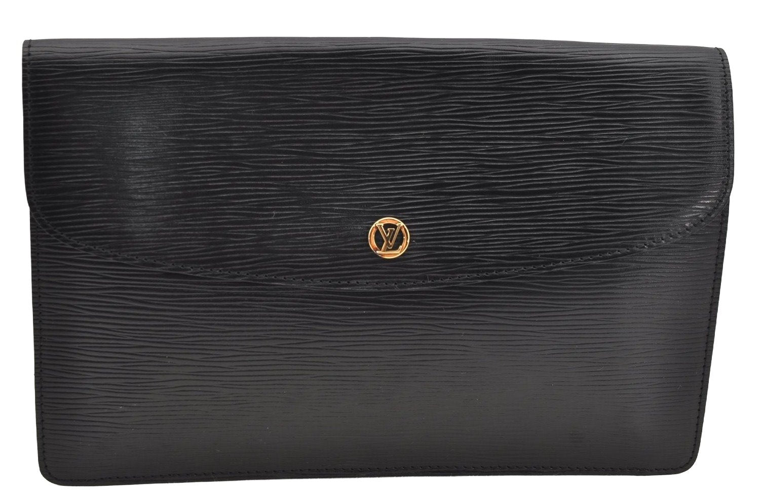 Authentic Louis Vuitton Epi Montaigne 27 Clutch Hand Bag Black M52652 LV 4295I