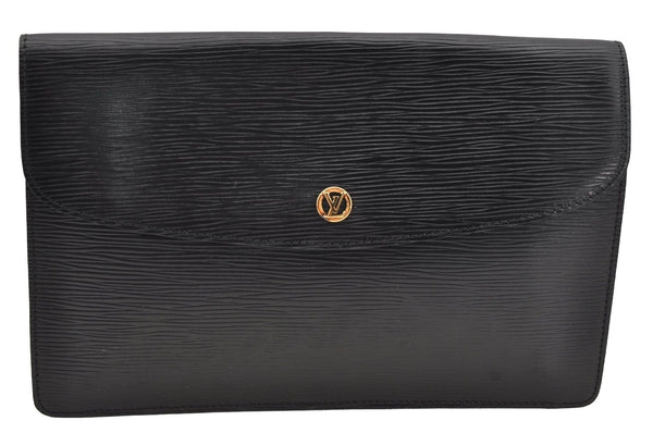 Authentic Louis Vuitton Epi Montaigne 27 Clutch Hand Bag Black M52652 LV 4295I