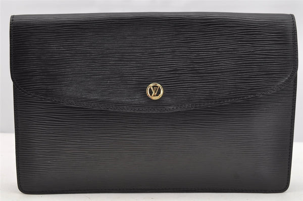 Authentic Louis Vuitton Epi Montaigne 27 Clutch Hand Bag Black M52652 LV 4295I