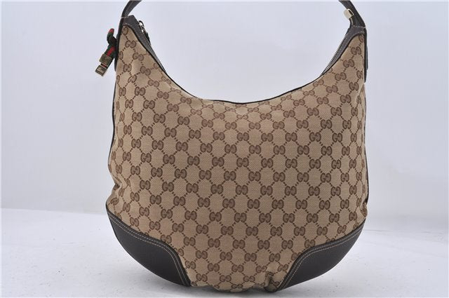 GUCCI Web Sherry Line Princy Ribbon Shoulder Bag GG Canvas 162882 Brown 4309D