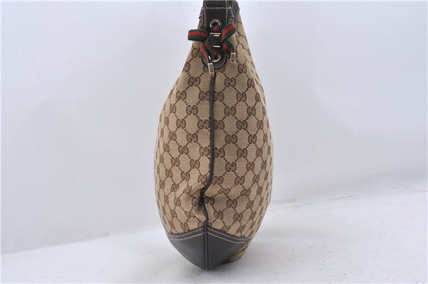 GUCCI Web Sherry Line Princy Ribbon Shoulder Bag GG Canvas 162882 Brown 4309D