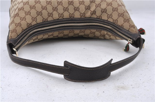 GUCCI Web Sherry Line Princy Ribbon Shoulder Bag GG Canvas 162882 Brown 4309D