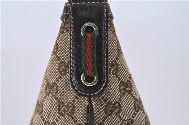 GUCCI Web Sherry Line Princy Ribbon Shoulder Bag GG Canvas 162882 Brown 4309D