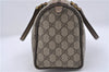 Authentic GUCCI Web Sherry Line Hand Boston Bag Purse GG PVC Leather Brown 4310D