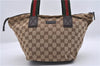 Authentic GUCCI Web Sherry Line Hand Bag GG Canvas Leather 131228 Brown 4311D