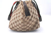 Authentic GUCCI Web Sherry Line Hand Bag GG Canvas Leather 131228 Brown 4311D