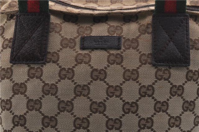 Authentic GUCCI Web Sherry Line Hand Bag GG Canvas Leather 131228 Brown 4311D