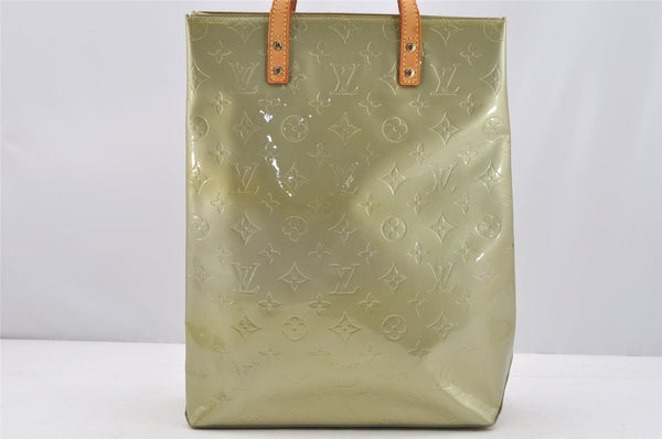 Authentic Louis Vuitton Vernis Reade MM Hand Bag Light Green M91142 LV 4311I