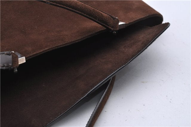 Authentic Salvatore Ferragamo Shoulder Hand Bag Suede Leather Brown SF 4312D